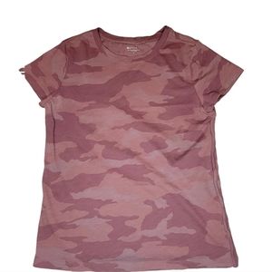 Athleta Pink Camo Short Sleeve Top Size S. Soft Crewneck Tee.